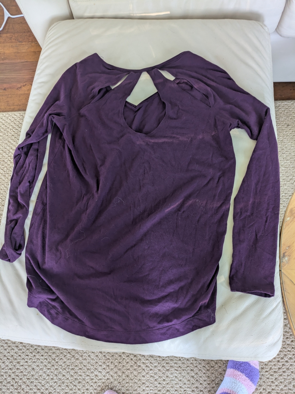 Long-Sleeve Cutout Women's Top - Purple